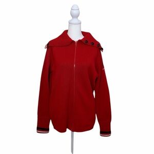 Red Women's Jacket with Button Detail
